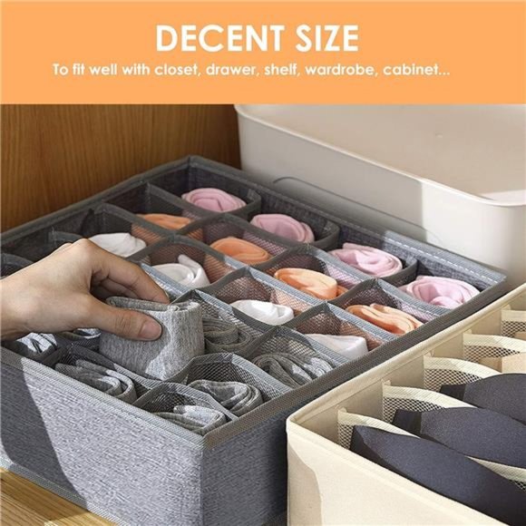 3 Pack Sock Underwear Organizer Dividers, 64 Cell Drawer Organizers - Picture 5 of 7